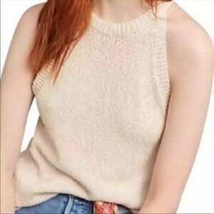 Anthropologie Maeve Cream Knit Halter Tank Top Size L